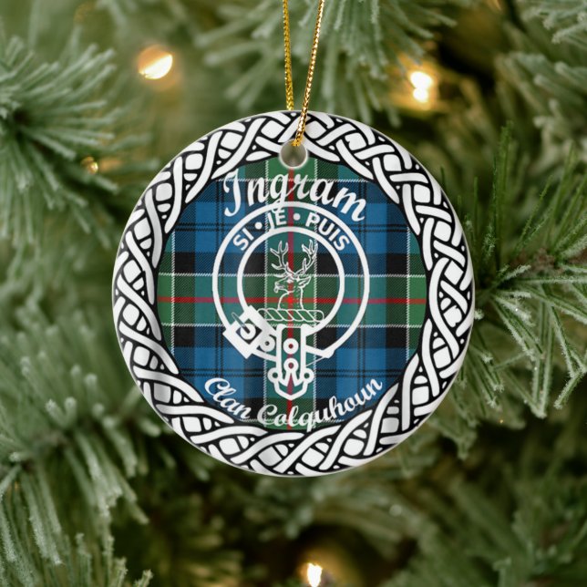 Scottish Klan Ingram Tartan och Vapensköld Julgransprydnad Keramik (Träd)