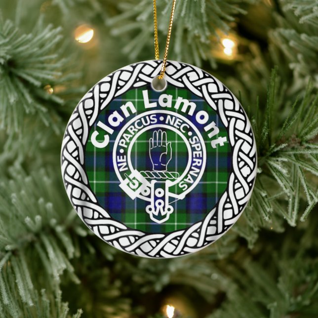 Scottish Klan Lamont Tartan och Vapensköld Julgransprydnad Keramik (Träd)
