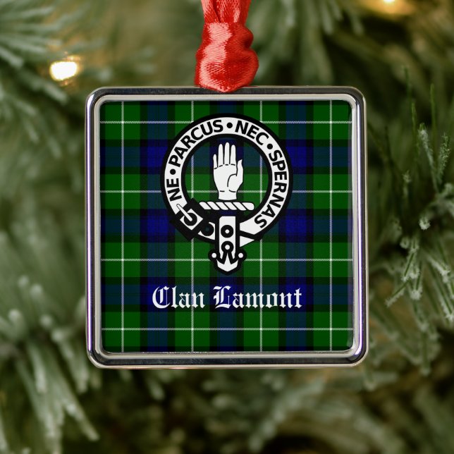 Scottish Klan Lamont Vapensköld Badge och Tartan Julgransprydnad Metall (Träd)