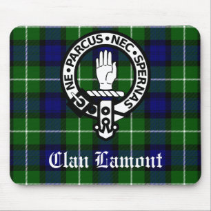 Scottish Klan Lamont Vapensköld Badge och Tartan Musmatta