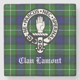 Scottish Klan Lamont Vapensköld Badge och Tartan Stenunderlägg