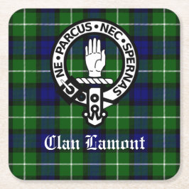 Scottish Klan Lamont Vapensköld Badge och Tartan Underlägg Papper Kvadrat