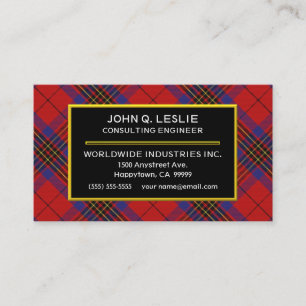 Scottish Klan Leslie Red Tartan Play Visitkort