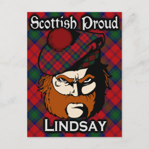Scottish Klan Lindsay Tartan Postcard Vykort