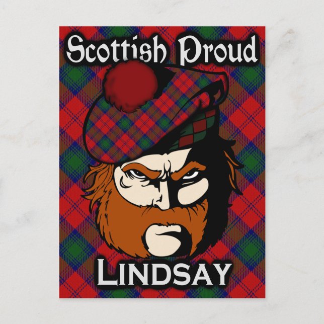 Scottish Klan Lindsay Tartan Postcard Vykort (Framsida)
