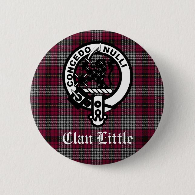 Scottish Klan Little Vapensköld Badge och Tartan A Knapp (Framsida)
