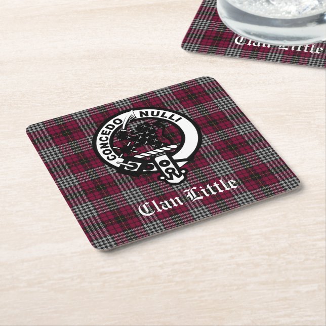 Scottish Klan Little Vapensköld Badge och Tartan A Underlägg Papper Kvadrat (Vinklad)