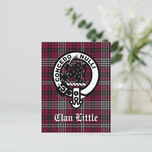 Scottish Klan Little Vapensköld Badge och Tartan A Vykort (Stående Fram)