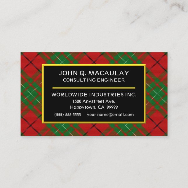 Scottish Klan MacAulay Tartan Play Visitkort (Framsida)