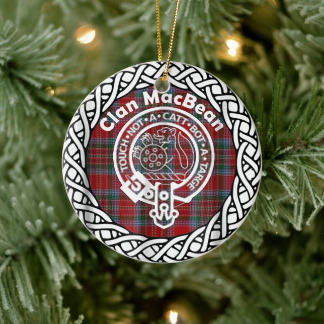 Scottish Klan MacBean Tartan och Vapensköld Julgransprydnad Keramik (Träd)