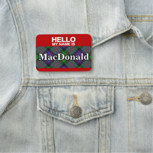 Scottish Klan MacDonald Donald Tartan Play Namnbricka