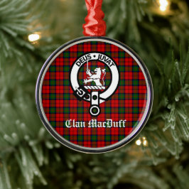 Scottish Klan MacDuff Tartan och Vapensköld Badge Julgransprydnad Metall