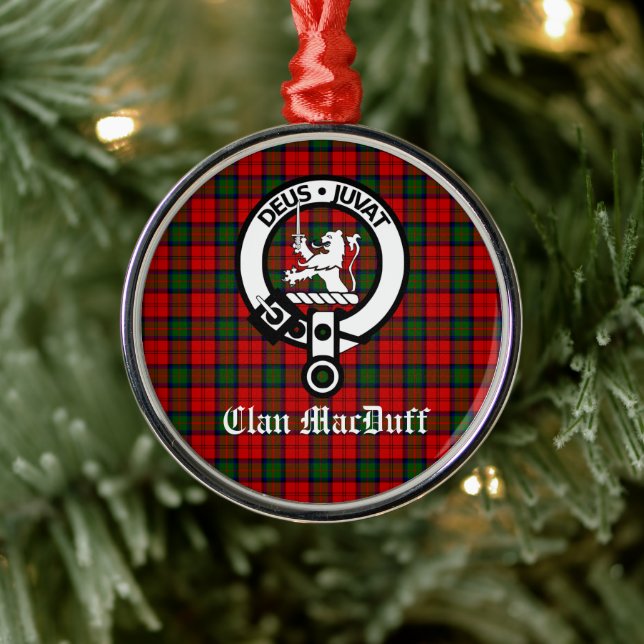 Scottish Klan MacDuff Tartan och Vapensköld Badge Julgransprydnad Metall (Träd)