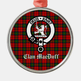 Scottish Klan MacDuff Tartan och Vapensköld Badge Julgransprydnad Metall