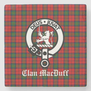 Scottish Klan MacDuff Tartan och Vapensköld Badge Stenunderlägg