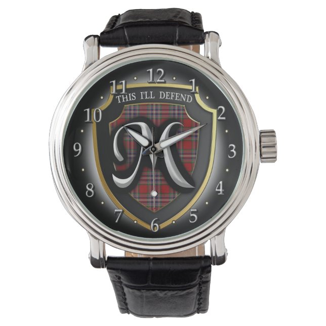 Scottish Klan MacFarlane McFarland Tartan Shield Armbandsur (Framsida)