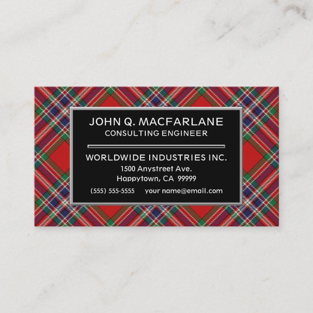Scottish Klan MacFarlane Tartan Play Visitkort (Framsida)