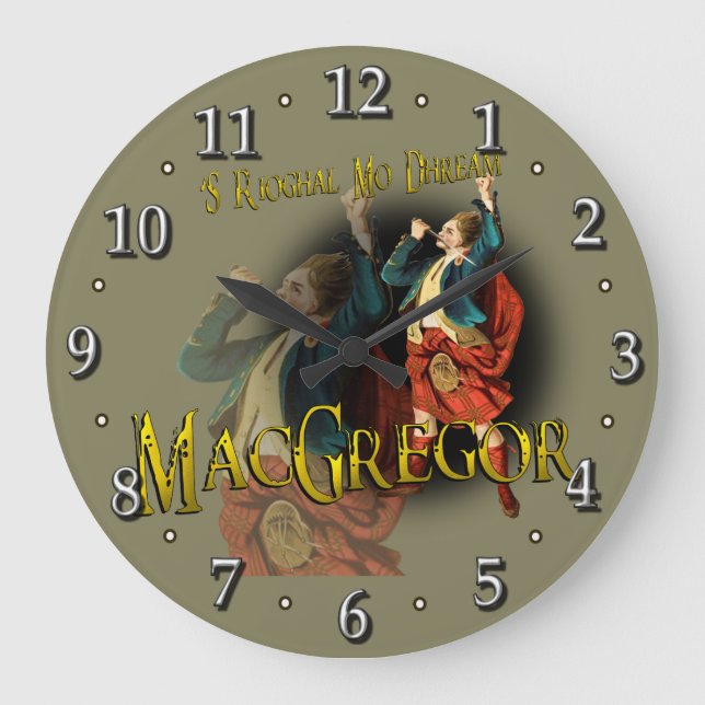 Scottish Klan MacGregor Tartan Stor Klocka (Framsida)
