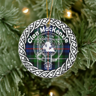 Scottish Klan MacKenzie Tartan och Vapensköld Julgransprydnad Keramik