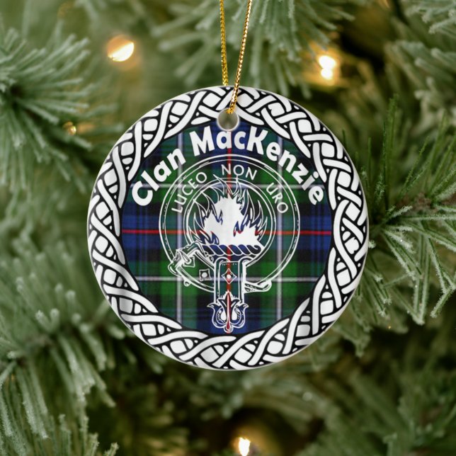 Scottish Klan MacKenzie Tartan och Vapensköld Julgransprydnad Keramik (Träd)