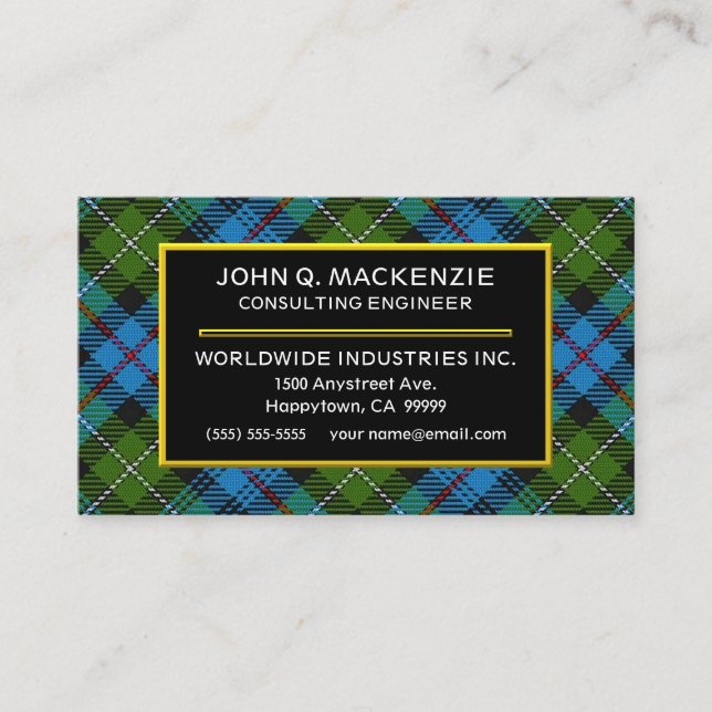 Scottish Klan MacKenzie Tartan Plaid Visitkort (Framsida)