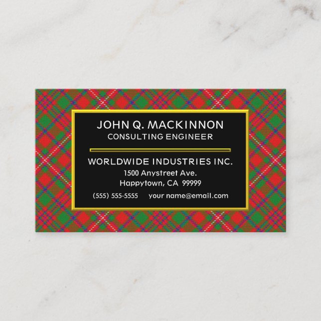 Scottish Klan MacKinnon Tartan Play Visitkort (Framsida)