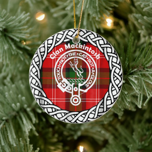 Scottish Klan Mackintosh Tartan och Vapensköld Julgransprydnad Keramik (Träd)