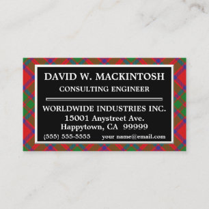 Scottish Klan MacKintosh Tartan Play Visitkort