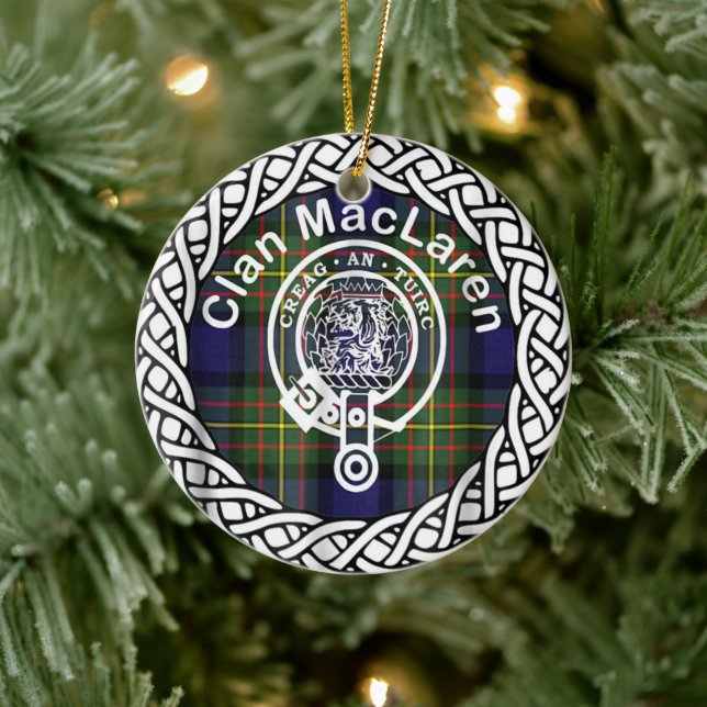 Scottish Klan MacLaren Tartan och Vapensköld Julgransprydnad Keramik (Träd)