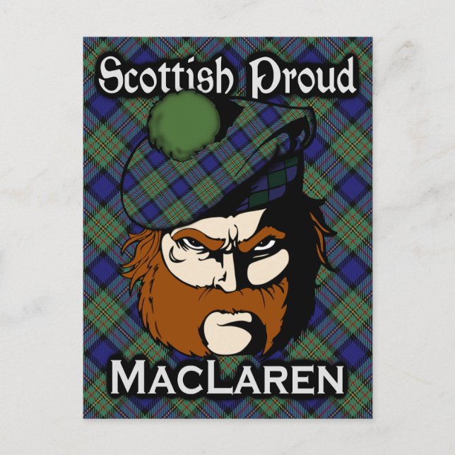 Scottish Klan MacLaren Tartan Postcard Vykort (Framsida)