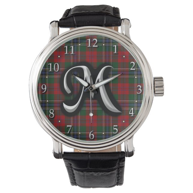 Scottish Klan MacLean M Monogram Tartan Armbandsur (Framsida)