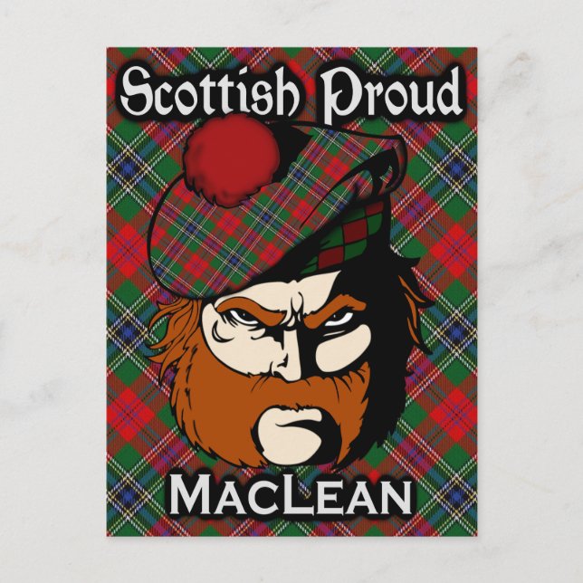 Scottish Klan MacLean Tartan Postcard Vykort (Framsida)