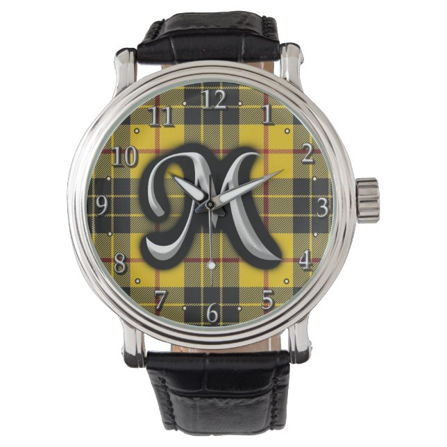 Scottish Klan MacLeod Monogram Tartan Armbandsur (Framsida)