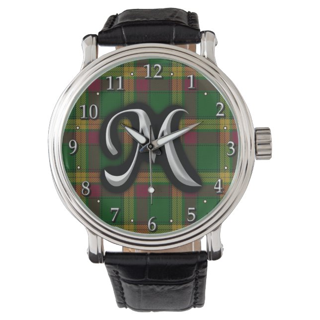 Scottish Klan MacMillan Brev M Monogram Tartan Armbandsur (Framsida)