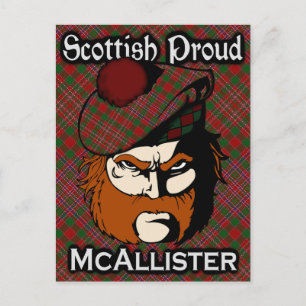 Scottish Klan McAllister Tartan Postcard Vykort