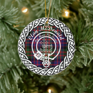 Scottish Klan McDonald Tartan och Vapensköld Julgransprydnad Keramik