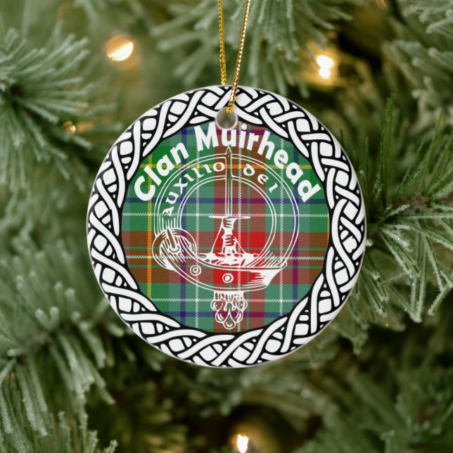Scottish Klan Muirhead Tartan och Vapensköld Julgransprydnad Keramik (Träd)