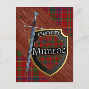 Scottish Klan Munroe Munro Tartan Shield och Sword Vykort