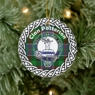 Scottish Klan Patterson Tartan och Vapensköld Julgransprydnad Keramik
