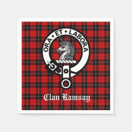 Scottish Klan Ramsay Vapensköld Badge & Tartan Pappersservett