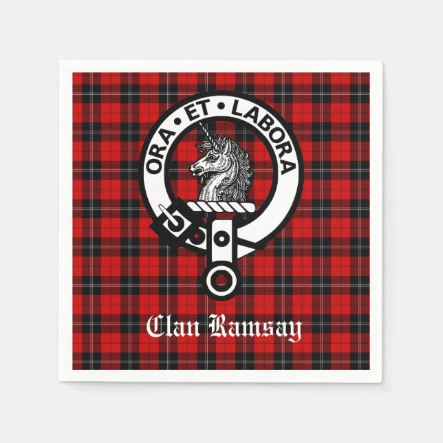 Scottish Klan Ramsay Vapensköld Badge & Tartan Pappersservett (Framsidan)