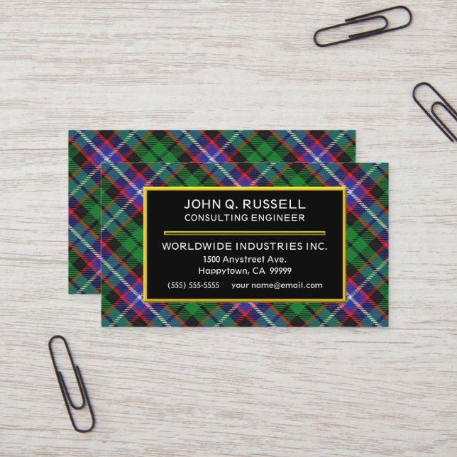 Scottish Klan Russell Tartan Play Visitkort (Fram/Back In Situ)