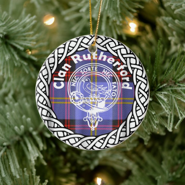 Scottish Klan Rutherford Tartan och Vapensköld Julgransprydnad Keramik (Träd)