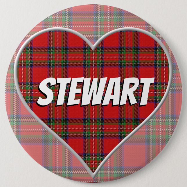 Scottish Klan Stewart Kärlek Tartan Heart Knapp (Framsida)