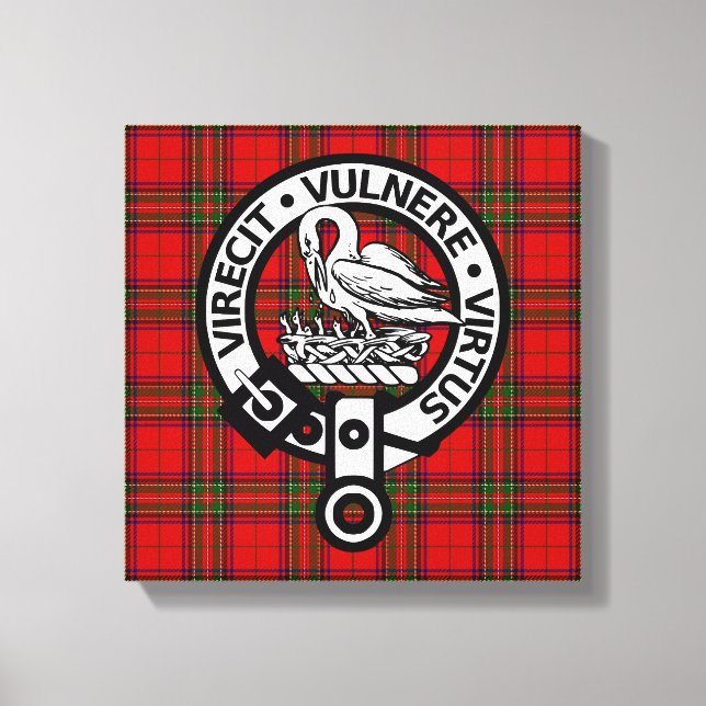 Scottish Klan Stuart Tartan och Vapensköld Canvastryck (Framsida)