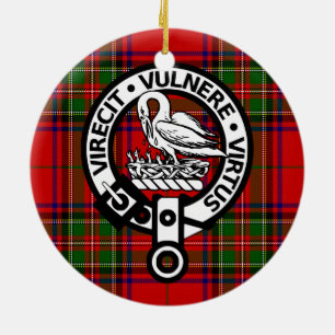 Scottish Klan Stuart Tartan och Vapensköld Julgransprydnad Keramik