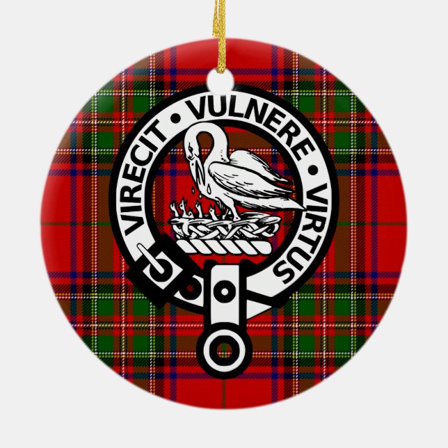 Scottish Klan Stuart Tartan och Vapensköld Julgransprydnad Keramik (Baksidan)