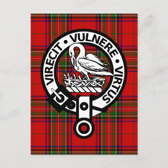 Scottish Klan Stuart Tartan och Vapensköld Vykort (Framsida)