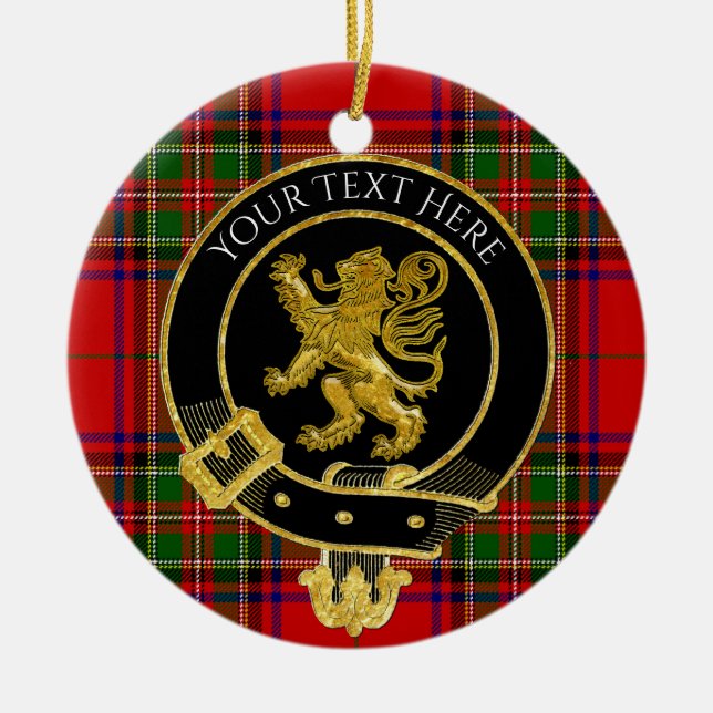 Scottish Klan Vapensköld Lejon Tartan Julgransprydnad Keramik (Framsidan)