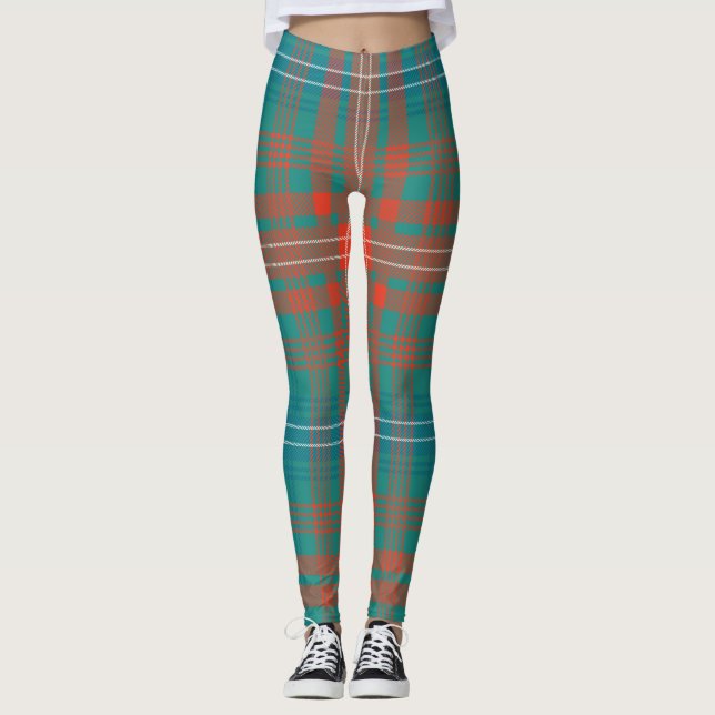 Scottish Klan Wilson Tartan Grönt Blue Play Leggings (Framsida)